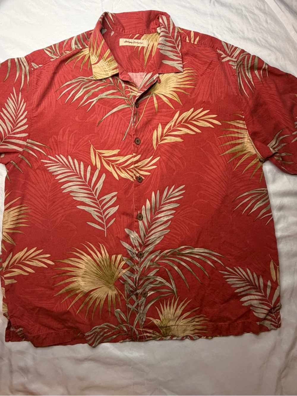 Tommy Bahama Red Palm Leaf Short-Sleeve Camp Shirt